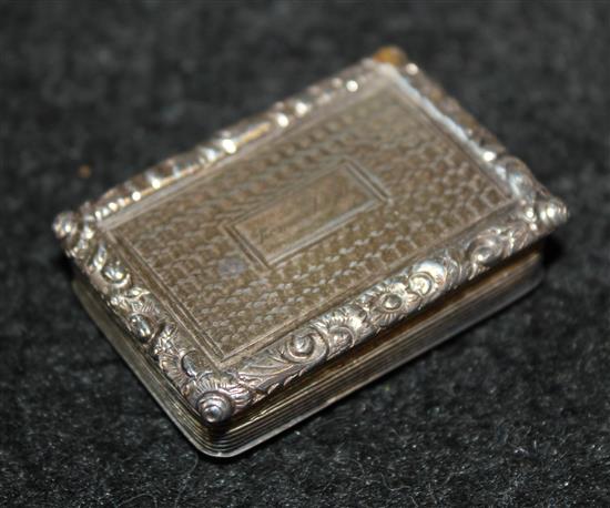 George III engine-turned silver vinaigrette, inscribed Remember Me, Bham 1825, William Simpson